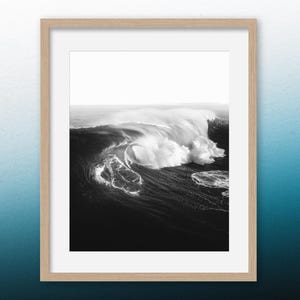 Big Wave Surfing Giclée Print: Minimalist Coastal Art