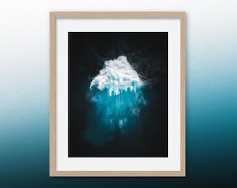 Ocean Wave Print: Moody Seascape Aerial Photography
