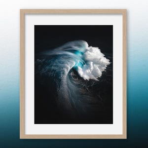 Shadow of the Depths - Surf Photography Print, Ocean Wave Wall Art, Aerial Seascape, Coastal Decor, Beach Print, Dark Ocean Photo