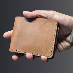 Men's Leather Wallet | Handmade Artisan-Crafted Slim Bi-fold Wallet| Natural Leather Gift for Him.