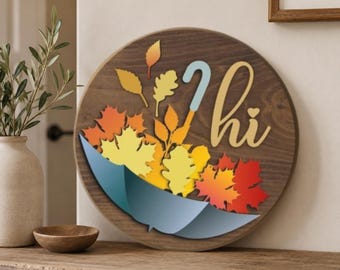 Fall Door Hanger, Autumn Umbrella Door Sign, Layered Wooden Welcome Sign, Fall Leaves Front Door Decor, Rustic Farmhouse Porch Decor