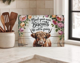 Tabla de cortar de cristal con forma de vaca de las Highlands / Decoración de cocina rústica