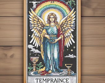 Tempraince - Nostalgic Tarot - Cross Stitch Pattern - Retro, 90's, Vintage, Rainbow, Gothic, Nostalgia, Tarot Card Modern Cross Stitch PDF