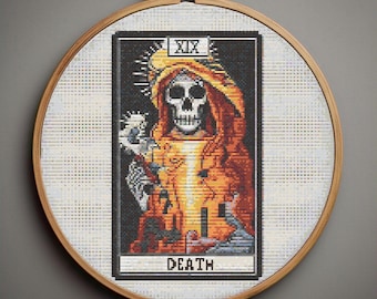 Cross Stitch Pattern 'Death' Tarot card - Nostalgic Tarot - Retro, 90's, Vintage, Gothic, Nostalgia, Tarot Modern Cross Stitch PDF
