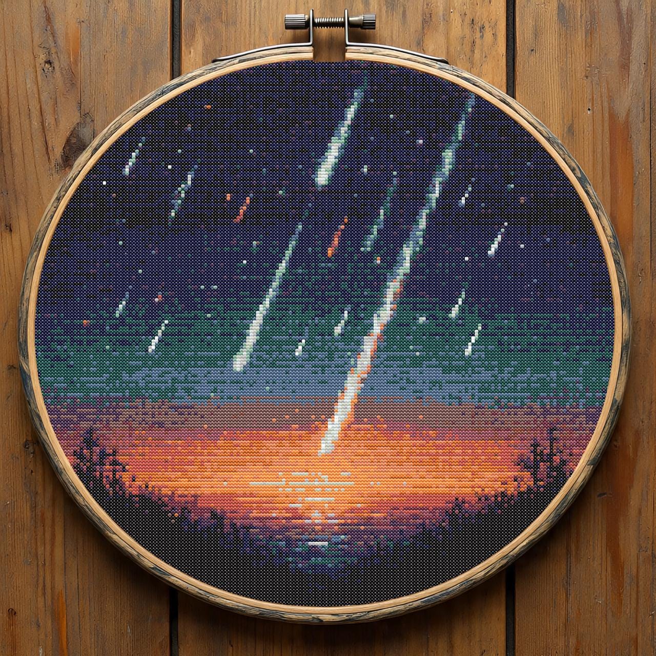 Mereor Pattern Meteor Shower Cross Stitch Pattern PDF, Night Sky Embroidery, Celestial ...
