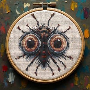 Jumping Spider Cross Stitch Pattern PDF, Beginner Big Eyes Arachnid Embroidery, Wildlife Bug Cross Stitch Chart PDF, Digital Download