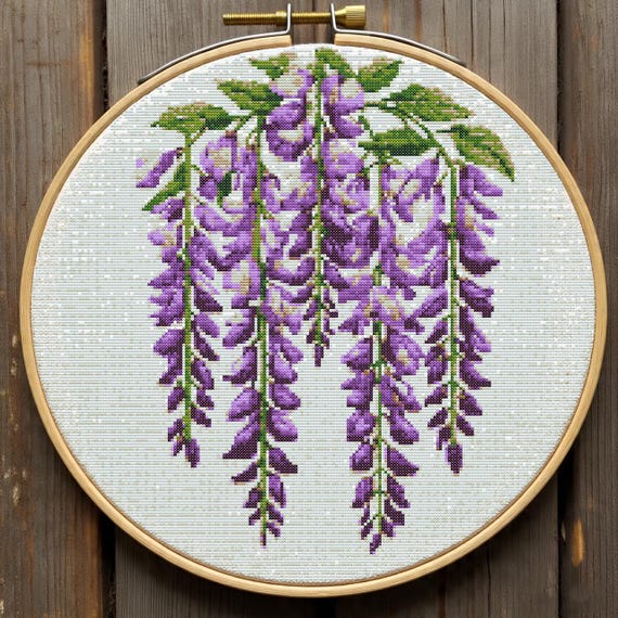 Cascading Wisteria Cross Stitch Pattern PDF, Beginner Hanging Purple  Flowers Embroidery, Watercolor Cross Stitch Chart, Modern Design - Etsy