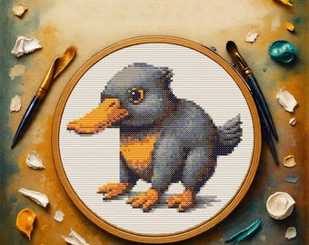 Vogelbekdier kruissteekpatroon pdf, Australisch dierenborduurwerk voor beginners, kruissteekkaart wilde dieren, direct downloaden
