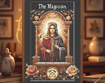 Cross Stitch Pattern 'The Magician' Tarot card - Nostalgic Tarot - Retro, 90's, Vintage, Gothic, Nostalgia, Tarot Modern Cross Stitch PDF