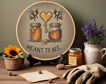 Bumblebee Cross Stitch Pattern, Meant to Bee Cross Stitch Pattern , Insects Easy Cross Stitch ,Bee Honey Counted Modern Cross Stitch PDF