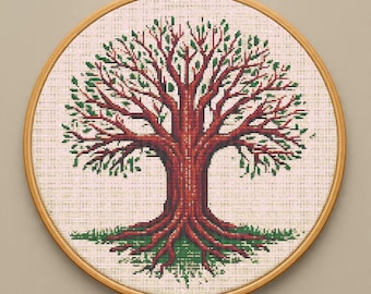 Tree of Life Cross Stitch Pattern PDF, Family Tree Embroidery Design, Celtic Nature Needlework Chart, Digital Download