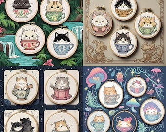 Set of 17 Cats Cross Stitch Patterns, Mini Modern x-stitch Pattern,Cross Stitch Chart, Kitten, Cat Lover Gift Pattern, Instant Download PDF