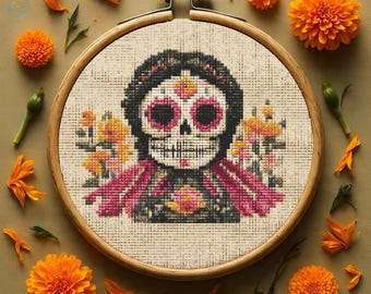 スカルクロスステッチパターン - 初心者向け - 刺繍デザイン