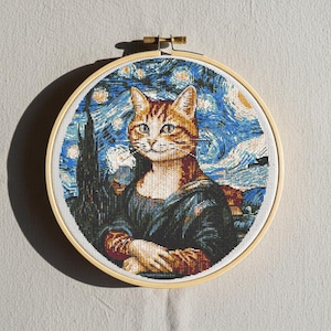 Cat&#39;s Art Cross Stitch Pattern PDF, Modern Mini Art x-stitch Pattern, Cat Cross Stitch Chart, Beginner Embroidery