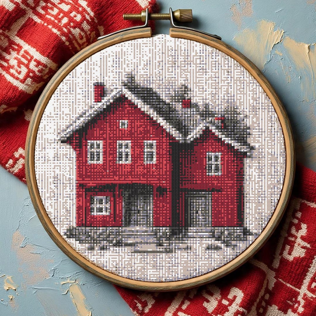 Cozy Cottage Cross Stitch Pattern, Small House Needlepoint Chart PDF ...