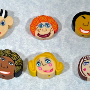Polymer Clay Face Beads - Set mit sechs Perlen