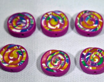 Polymer Clay Beads - set of 6