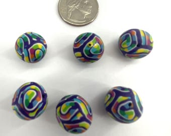 10 mm ラウンドボールクレイビーズ、レインボーポリマークレイビーズ