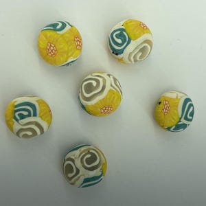 Polymer Clay Beads - set of six pebble shaped beads