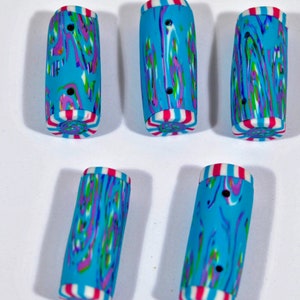 Polymer Clay Beads - 5 tube beads double holes
