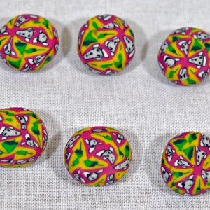 Polymer Clay Beads - set of six pebble shaped beads