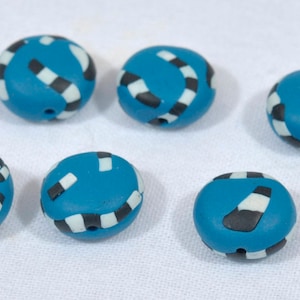 Polymer Clay Beads - set of six pebble shaped beads