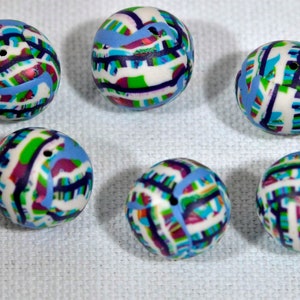 Polymer Clay Beads - set of six round shaped beads