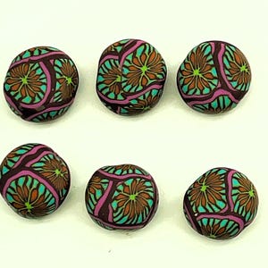 Polymer Clay Beads - set of six pebble shaped beads