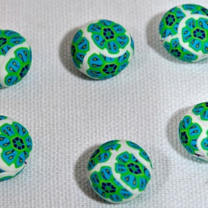 Polymer Clay Beads - set of six pebble shaped beads