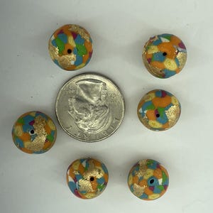 Polymer Clay Beads - set of six round shaped beads 14mm