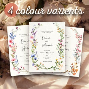 Wildblumen Hochzeit Einladung Vorlage, Boho Blumen Vorlage, Wildblumen Hochzeit Einladung, Wildblumen Einladung, NELLY
