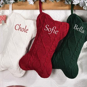Personalized Dog Bone Christmas Stockings with Name, Bone Holiday Stocking for Dog, Christmas Dog Stocking, Embroidered Pet Stocking