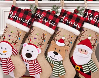 2025 Embroidered Christmas Stocking, Personalized Family Christmas Stockings, Knitted Family Stocking, Holiday Decor, Christmas Family Gifts