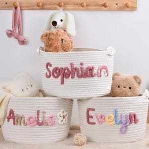 Personalized Handmade Baskets, Rope Cotton Baby Gift Basket, Baby Shower Gift Basket, Storage baskets, Toy Basket, Newborn Gift, Baby Basket