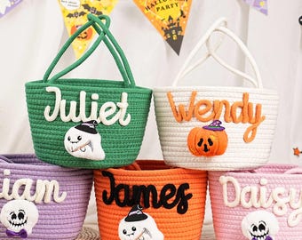 Custom Halloween Trick or Treat Basket, Trick or Treat Bag,  Halloween Candy Basket, Halloween Basket for Boys & Girls, Halloween Gift