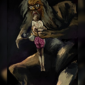 Taskmaster Smooching His Assistant // Goya Inspired Taskmaster Painting // Greg Davies & Alex Horne
