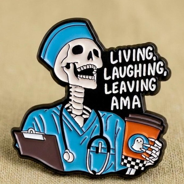 Nurse Skeleton Hard Enamel Pin | Sarcastic Medical Humor