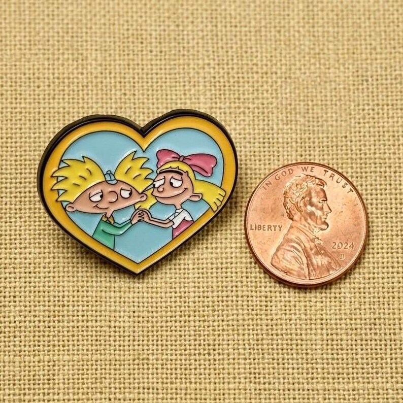 Arnold and Helga Inspired Heart | Hard Enamel Lapel Pin | 90s Cartoon ...