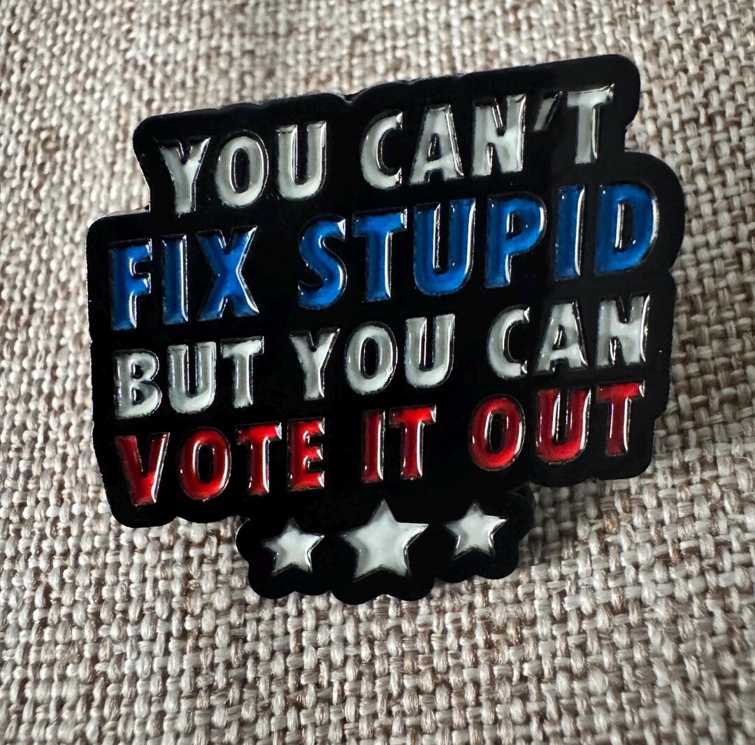 Political Humor Enamel Pin: You Can't Fix Stupid, but You Can Vote It ...
