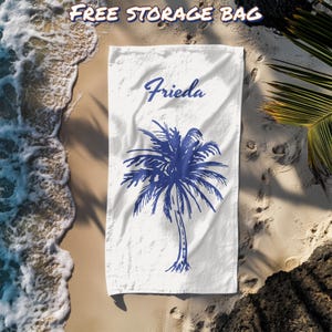 Personalized Name Summer Vacation Beach Towel,Palm Tree Pool Towels for Girls,Matching Grils Trip Gift,Birthday Vacation Gift for Bridesmaid
