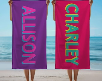 Personalized Kids Name Beach Towel,Custom Pool Party Favor Name Gift,Beach Party Gift for Teens,Bachelorette Party Bridesmaid Beach Towels