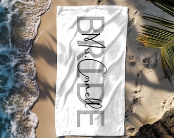 Personalized Bride Beach Towel with Name,Custom Mrs. Beach Towel Gift,Bachelorette Pool Towel,Bride to Be,Bridesmaid Towel, Vacation Gift