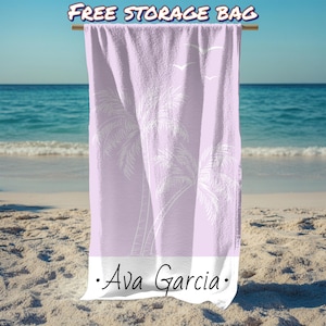 Personalized Name Summer Vacation Beach Towel,Palm Tree Pool Towels for Girls,Matching Grils Trip Gift,Birthday Vacation Gift for Bridesmaid