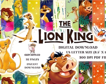 Lion King 32 Coloring Pages | US Letter Size | Instant Download | PDF File | Timon & Pumbaa