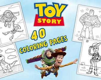 トイ・ストーリー ぬり絵 40ページ | USレターサイズ | すぐにダウンロード | PDF