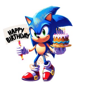 Sonic the Hedgehog Png / Buon Compleanno Png / Sonic Clipart / Sonic Png / Sonic per Cricut / Sonic per Sublimazione / Arte per Bambini / Adesivo