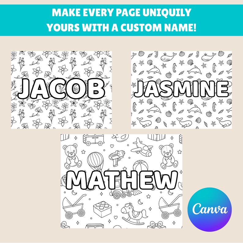 Custom Name Coloring, 30 Name Color Pages for Adults and Kids, Digital ...