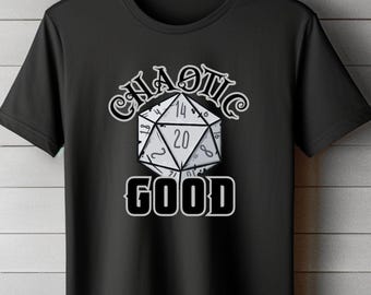 Chaotic Good Unisex T-Shirt Gift for TTRPG fan; Black Tee for Tabletop Gaming Nerd; Geeky Game Alignment Shirt for Dnd Players sizes S-3XL