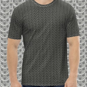 Chainmail Warrior Men&#39;s/Unisex T-Shirt Xs-2XL | Realistic chain mail armour printed Tee | Medieval HEMA LARP roleplay RPG armor shirt gift