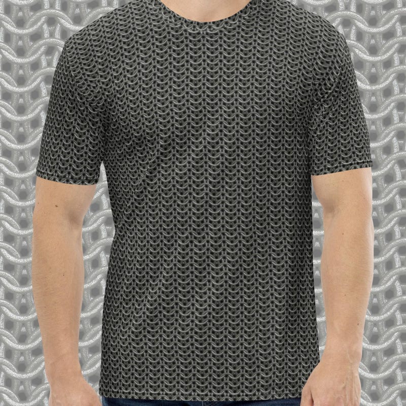 FAYCHUI Foil-Print Military Chain Graphic T-Shirt